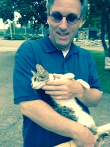 David at Amish Acres with the farm cat