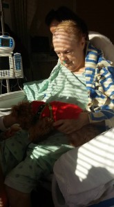 Carole with Oso in the hospital